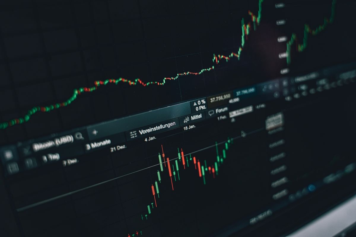 Stock market price data displayed on a computer screen